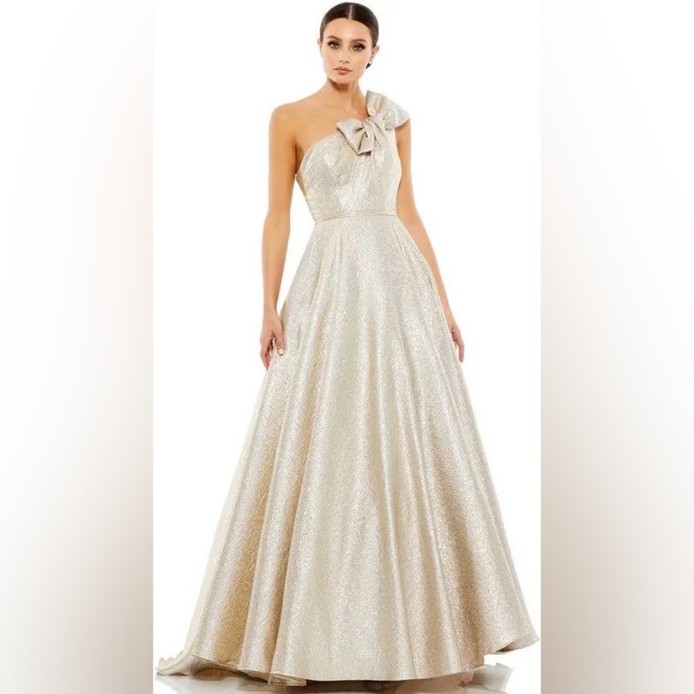 Mac Duggal One Shoulder Gold Gown 67890